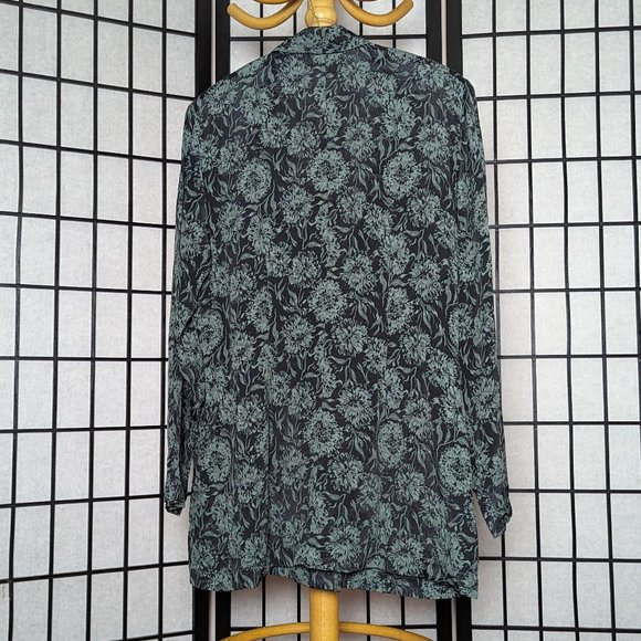 Vintage Carole Little green and black floral pattern lightweight blazer - Picture 5 of 5